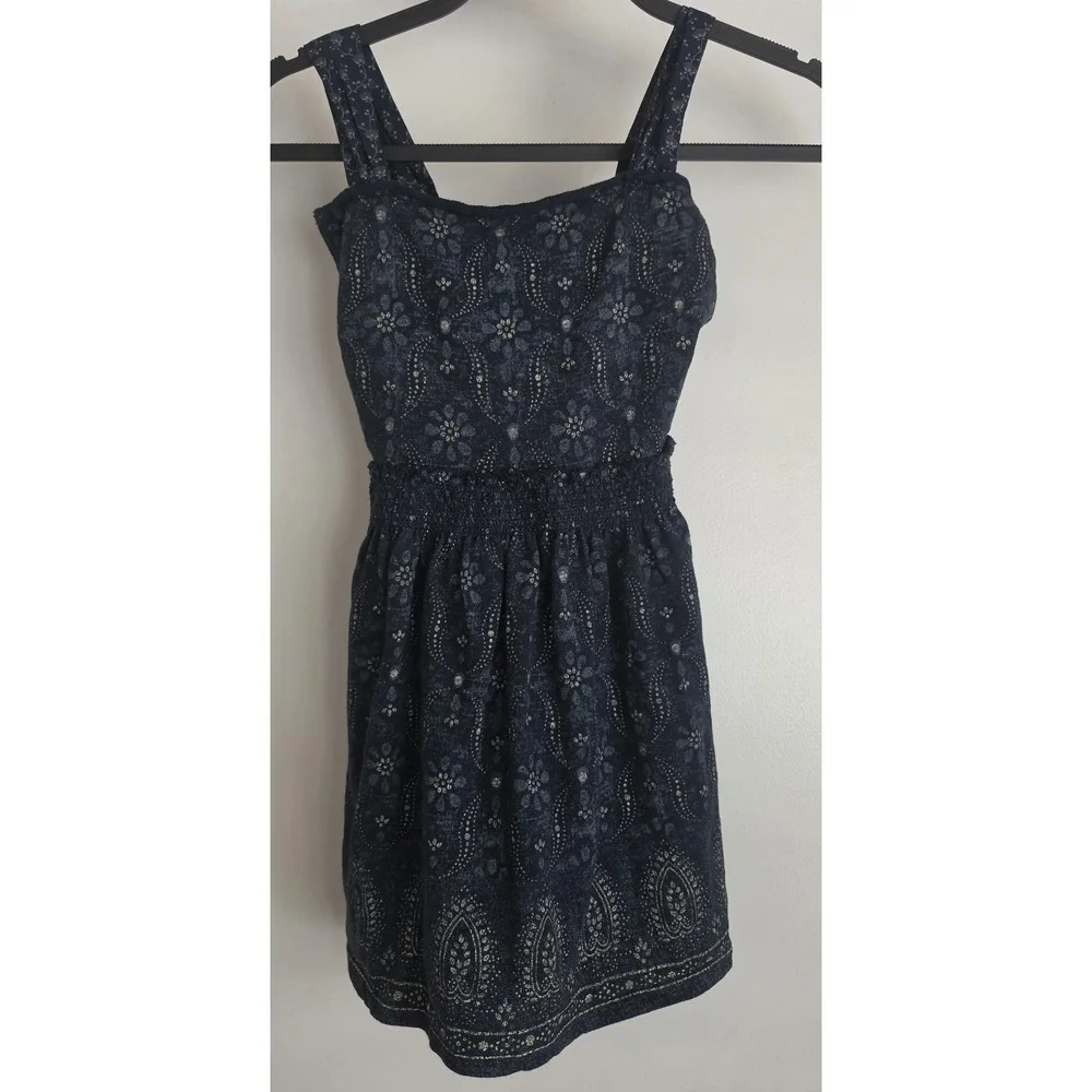 Ralph Lauren Girls Sleeveless Midi Dress Size 6 Casual Boho Navy Floral Cotton